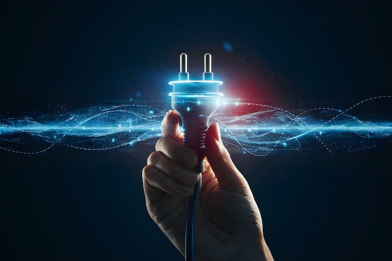 Hand som håller kontakt